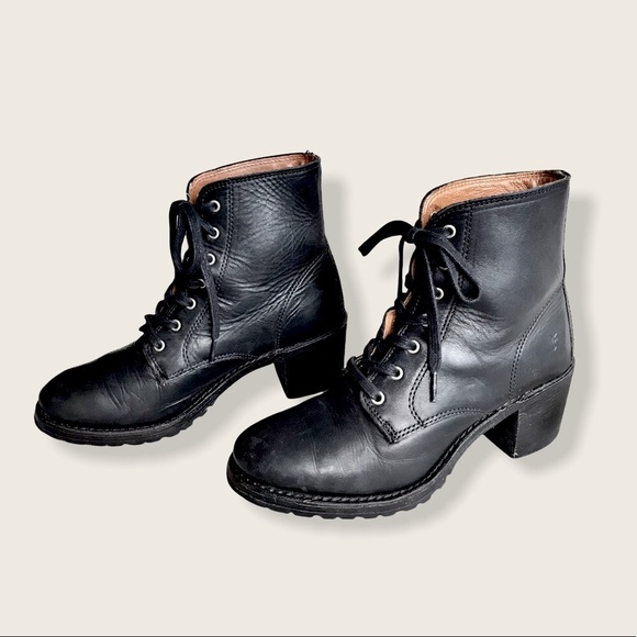 Frye Sabrina 6G Black Lace Up Combat Ankle Bootie - Picture 16 of 16